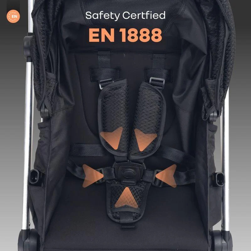Street Smart 360-degree Rotatable Kids Stroller - Pure Black - Image 5
