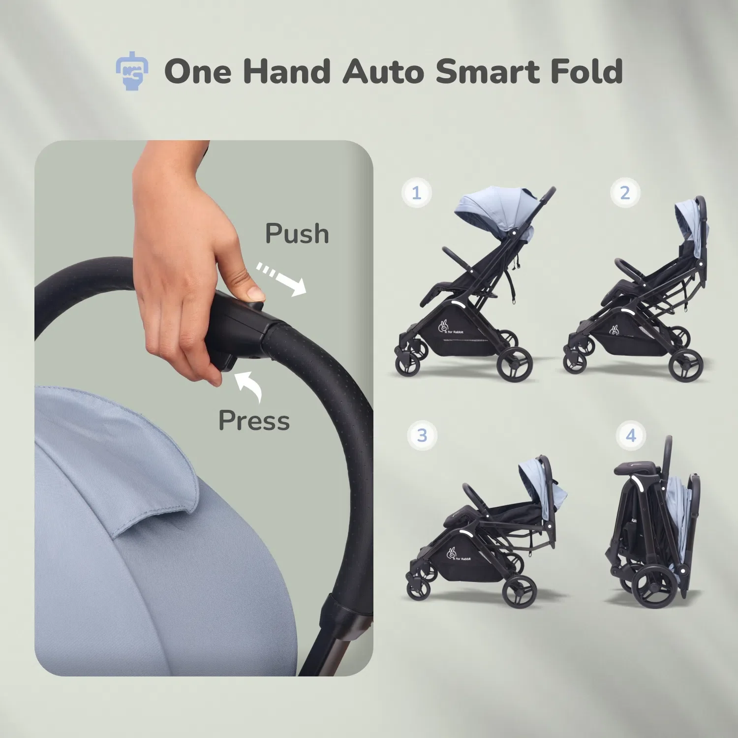 Street Smart Ace Auto Fold Kids Stroller - Blue Black - Image 2