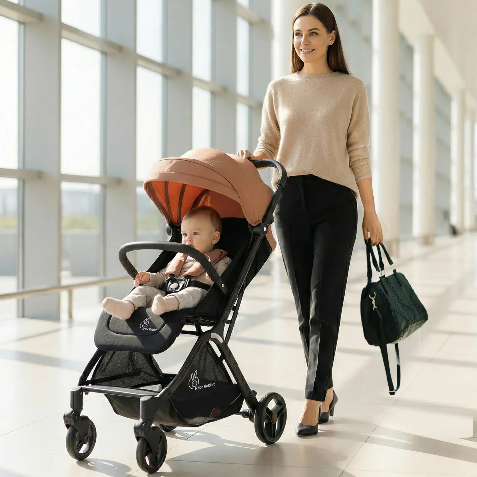 Street Smart Ace Auto Fold Kids Stroller - Peach Black - Image 5