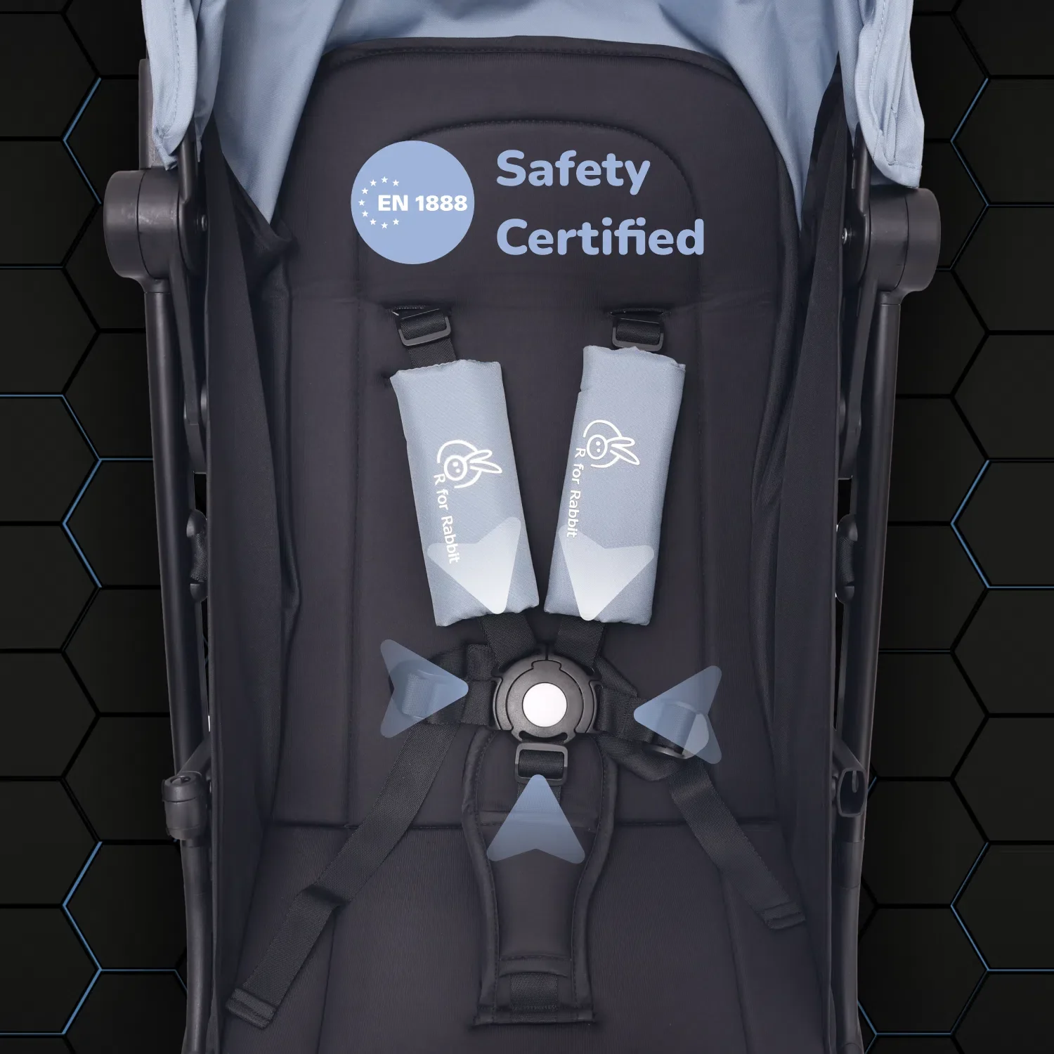Street Smart Ace Auto Fold Kids Stroller With Personalized Name Plate - Blue Black - Image 7