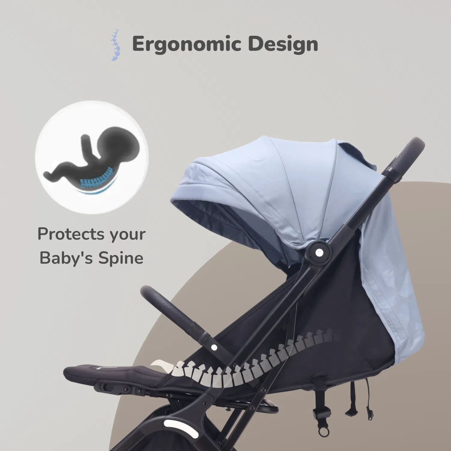 Street Smart Ace Auto Fold Kids Stroller With Personalized Name Plate - Blue Black - Image 8