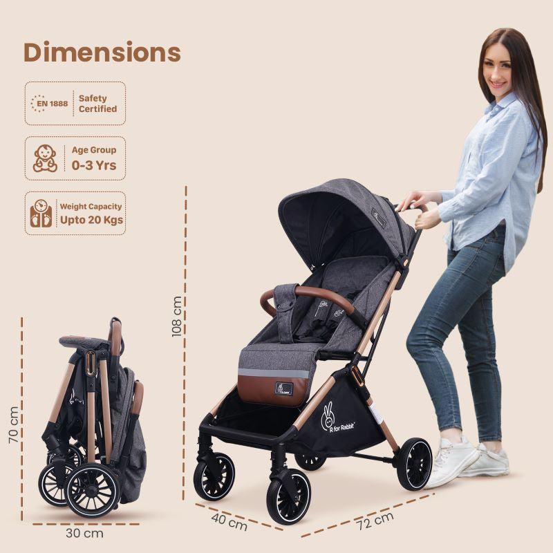 Street Smart Auto Fold Stroller for Kids With Personalized Name Plate - Ash Grey - Image 9