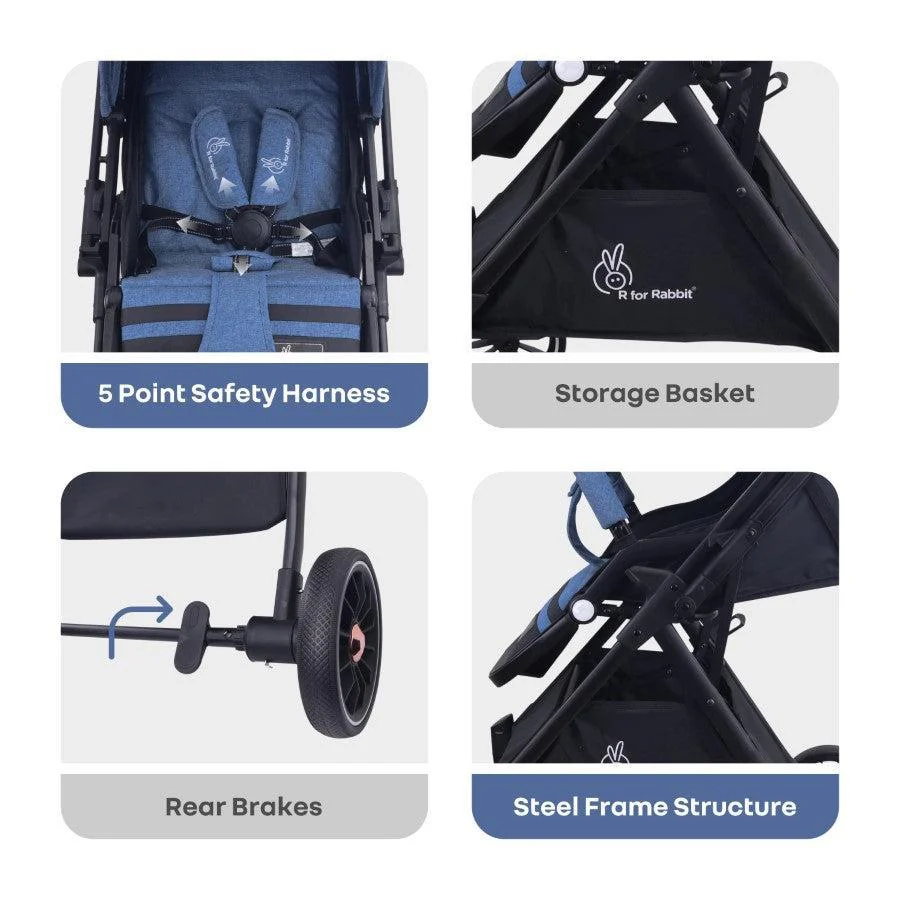 Street Smart Nova Super Comfy Travel Friendly Kids Stroller - Blue Black - Image 7