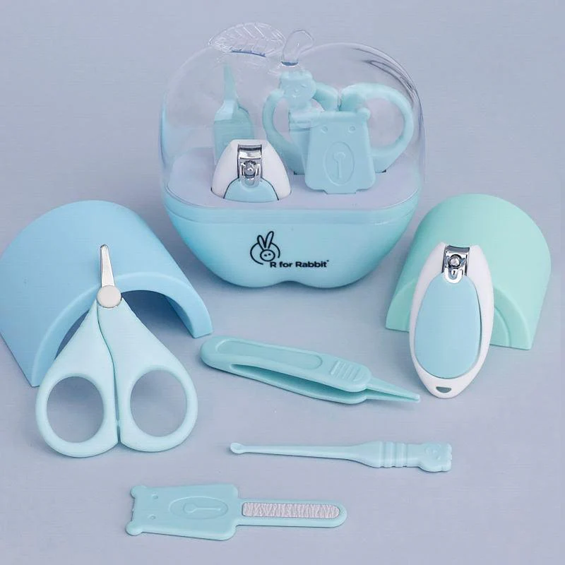 Stylo Apple Baby Manicure Set Nail Cutter & Nail Filer, Scissor, Tweezer, Ear Pick - Blue