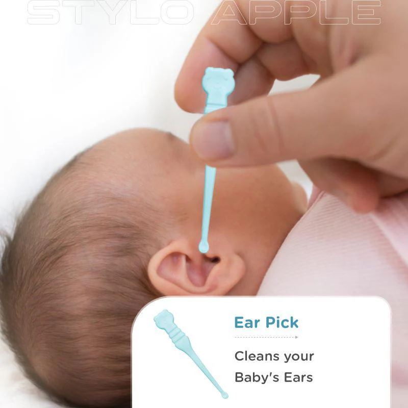 Stylo Apple Baby Manicure Set Nail Cutter & Nail Filer, Scissor, Tweezer, Ear Pick - Blue - Image 6