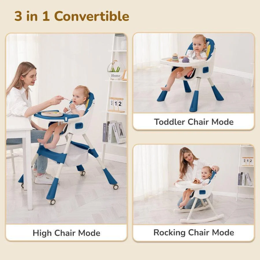Sugar Doodle Plus High Chair For Kids 3-in-1 Convertible Design - Indigo Dye - Image 2