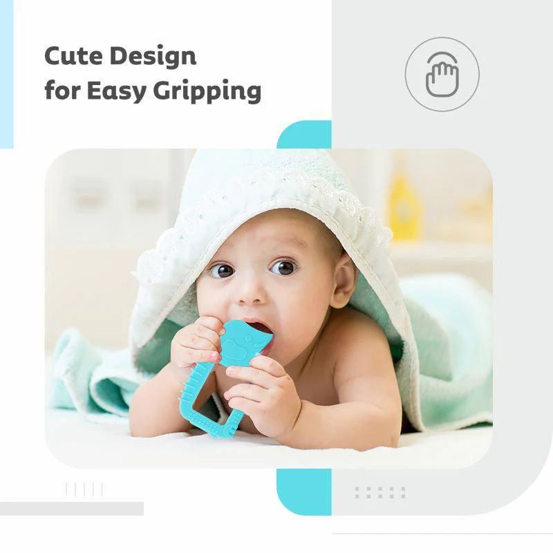 Tiny Bites Safari – Cute Baby Silicone Teether - Elephant Blue - Image 3