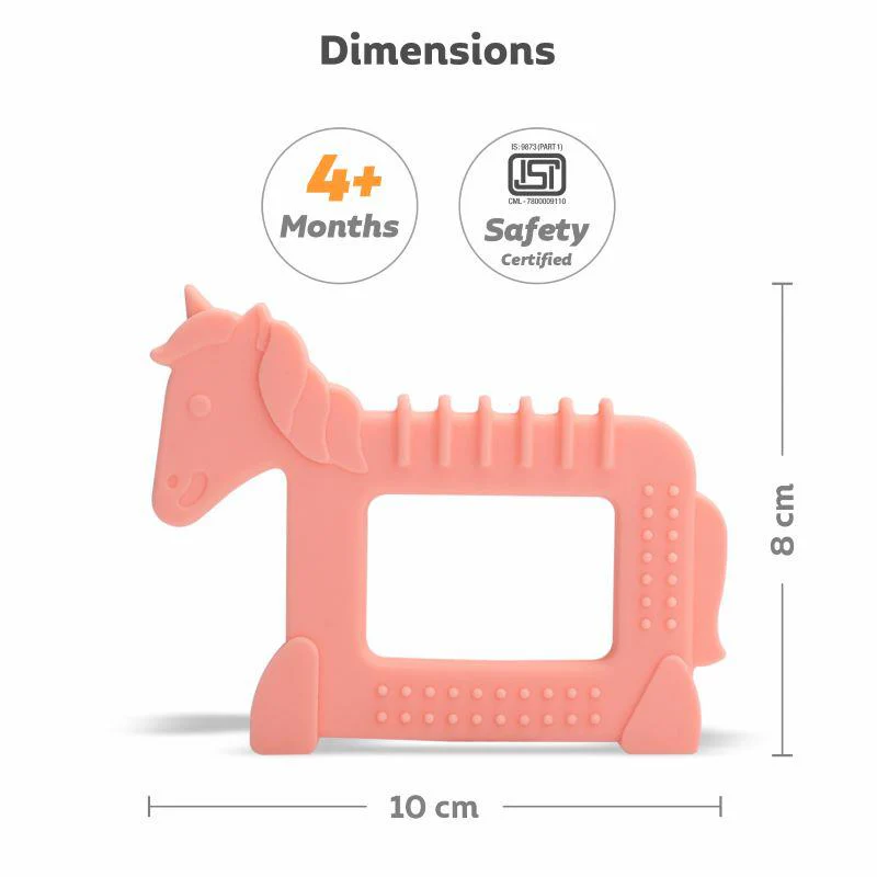 Tiny Bites Safari – Cute Baby Silicone Teether - Horse Orange - Image 6