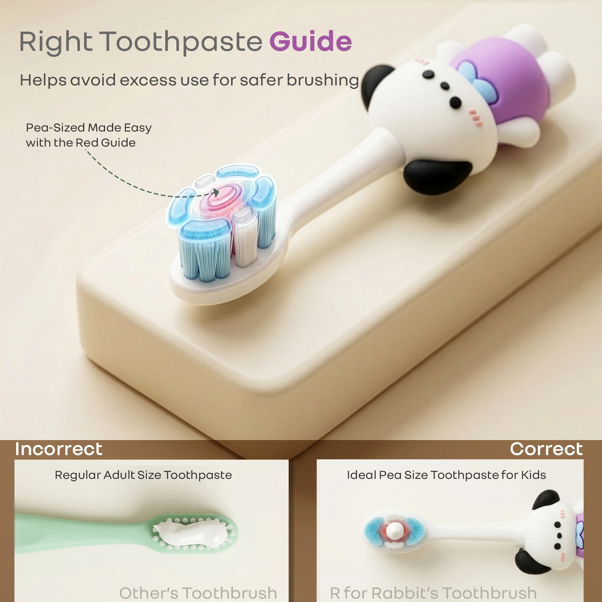 Tiny Smiles Zoobie Kids Toothbrush for 2+ Years, Ultra-Soft PBT Bristles, Self-Standing Animal Design Brush - White Doggy - Image 3