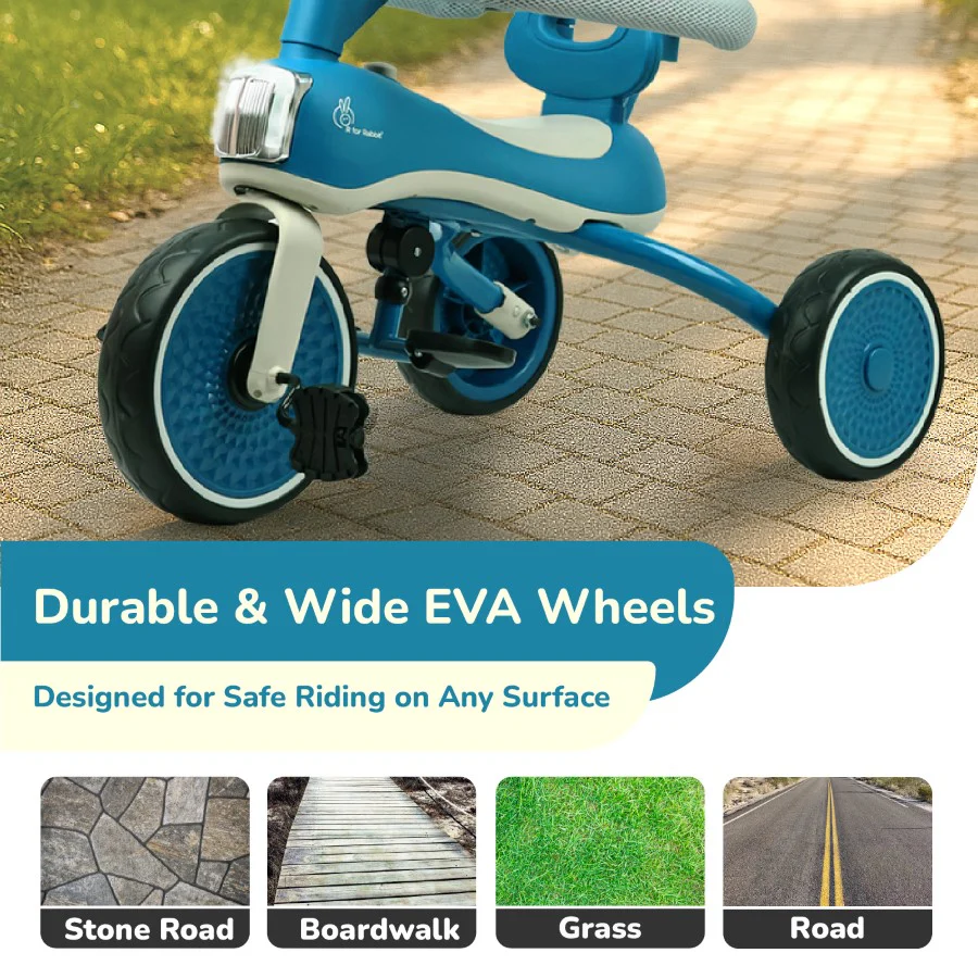 Tiny Toes Karizma - Luxury 3-in-1 Smart Tricycle for Kids 2 to 5 Years with Music & Canopy - Blue Grey - Image 5