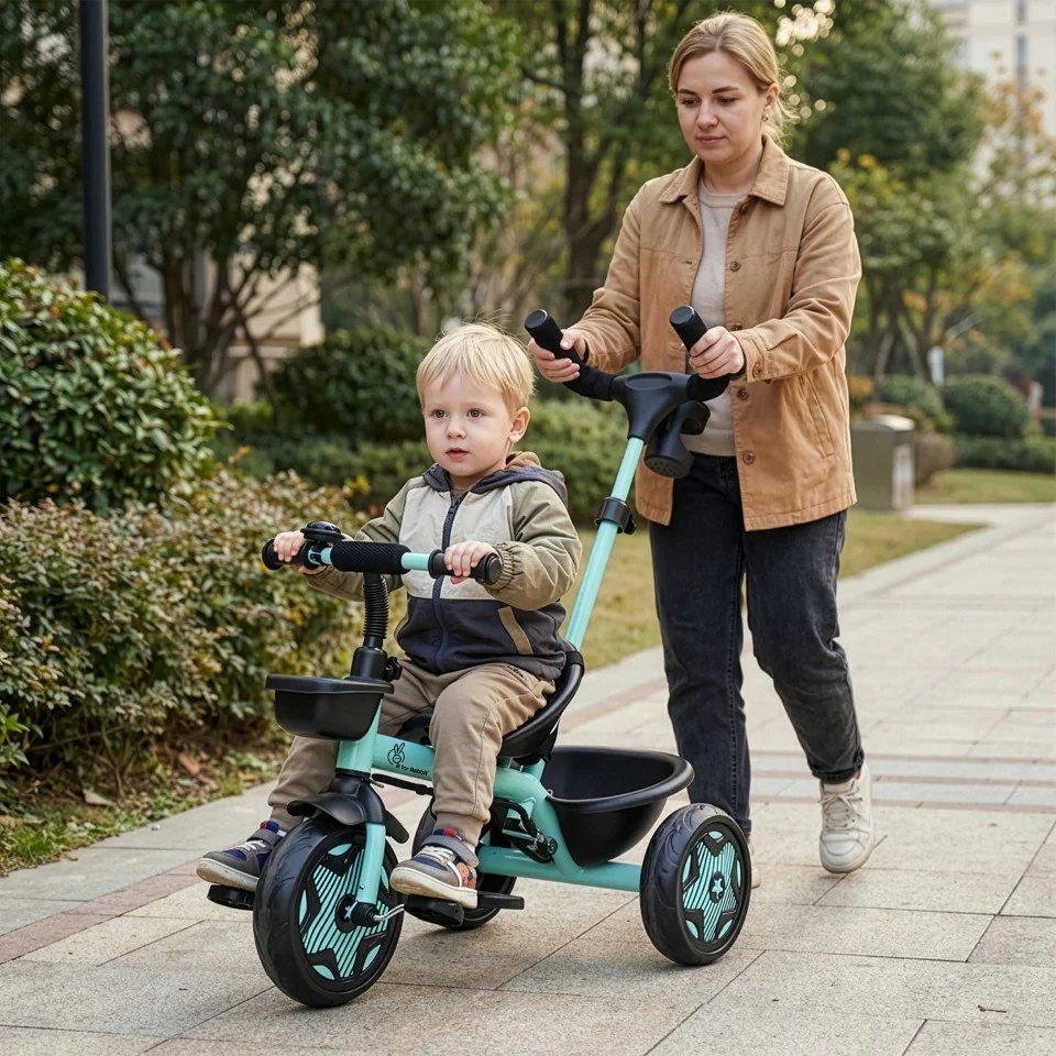 Tiny Toes R20 Ace Baby Tricycle – Smart Plug & Play Trike with Parental Control & EVA Wheels - Aqua Blue