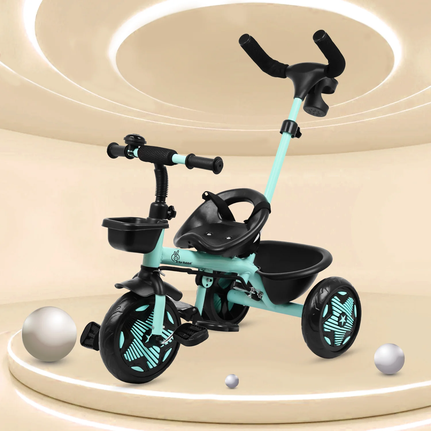 Tiny Toes R20 Ace Baby Tricycle – Smart Plug & Play Trike with Parental Control & EVA Wheels - Aqua Blue - Image 2