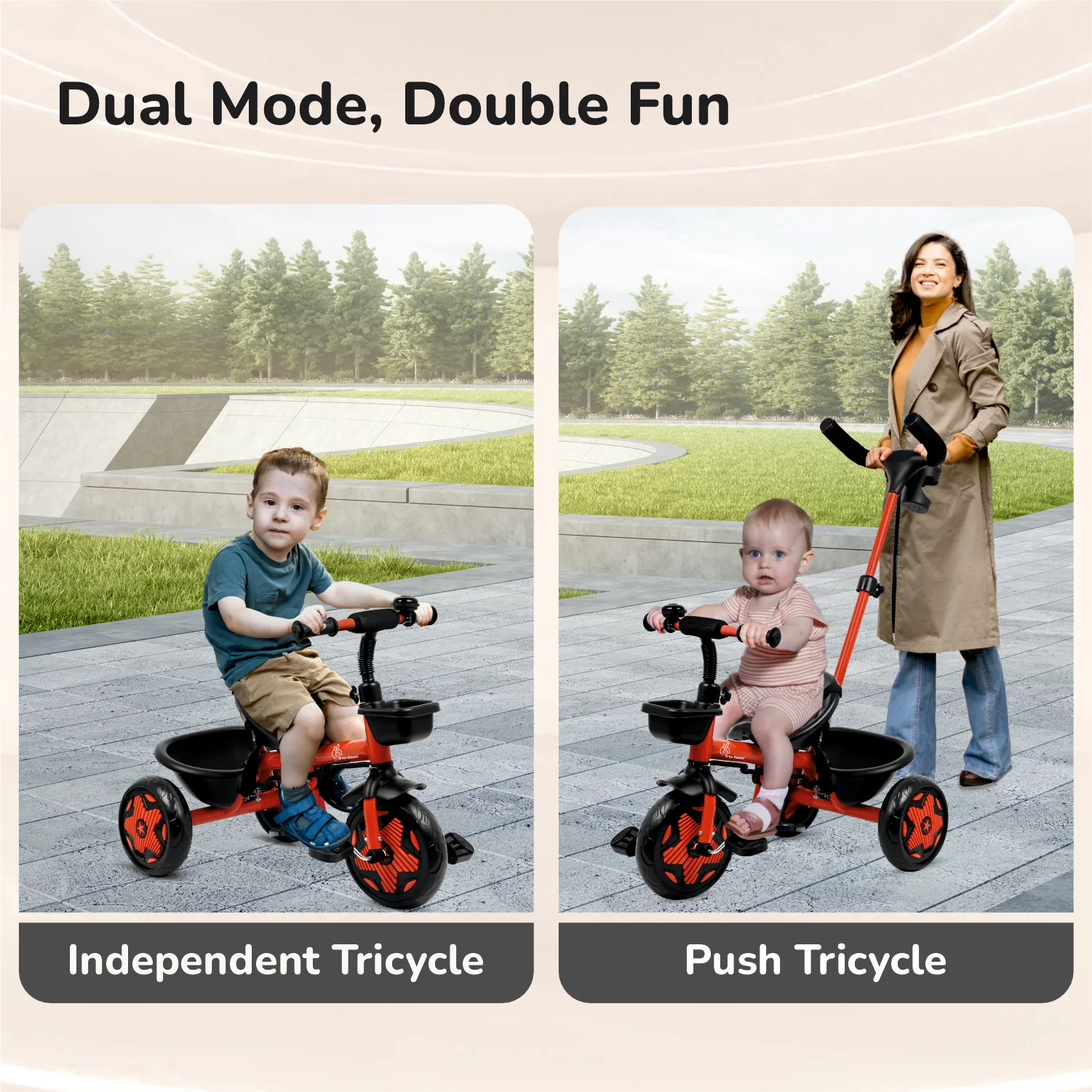 Tiny Toes R20 Ace Baby Tricycle – Smart Plug & Play Trike with Parental Content & EVA Wheels - Cherry Red - Image 3