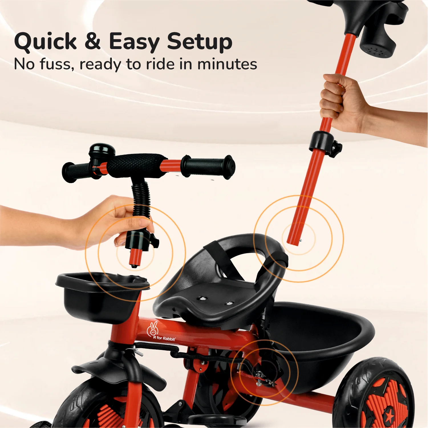 Tiny Toes R20 Ace Baby Tricycle – Smart Plug & Play Trike with Parental Content & EVA Wheels - Cherry Red - Image 4