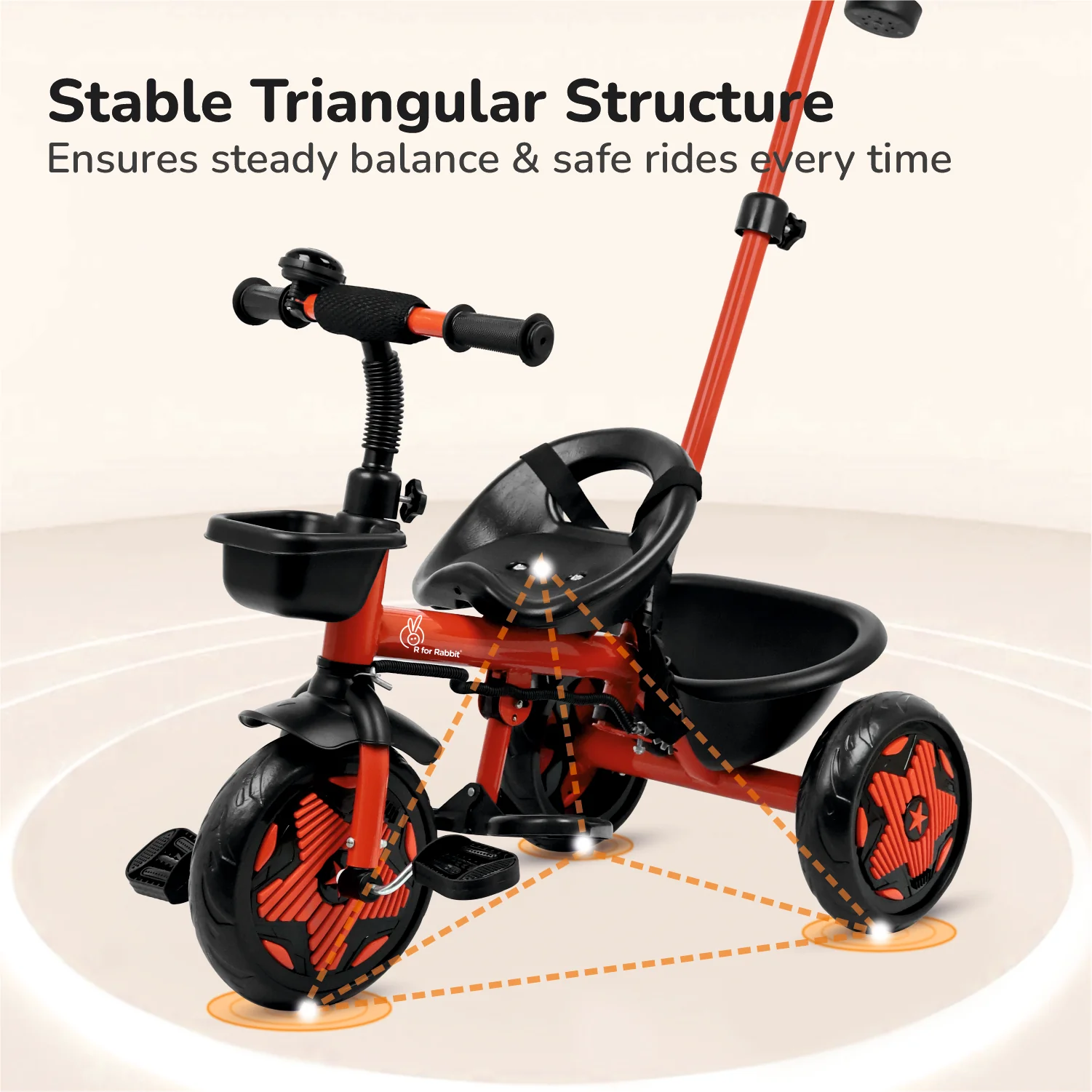 Tiny Toes R20 Ace Baby Tricycle – Smart Plug & Play Trike with Parental Content & EVA Wheels - Cherry Red - Image 5