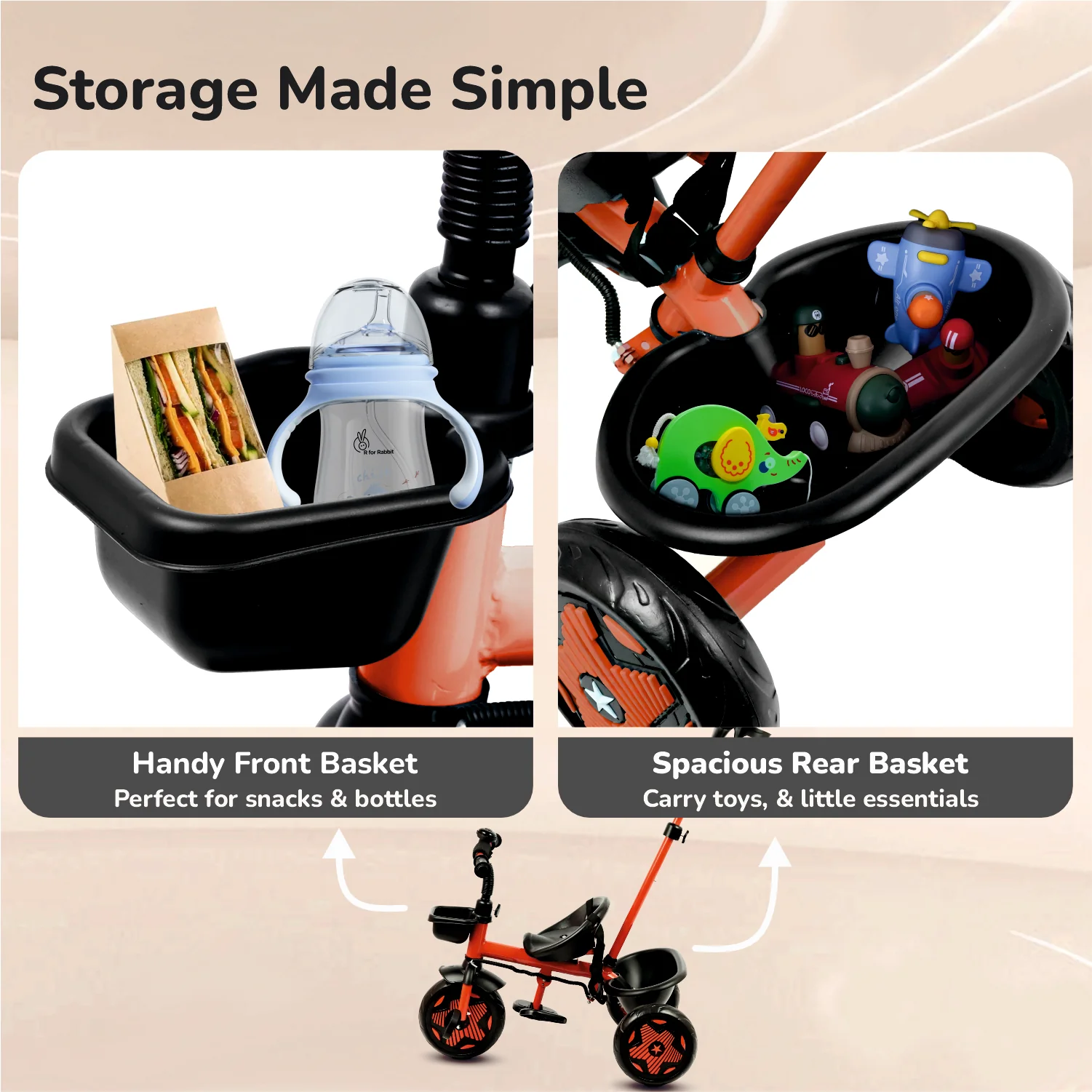 Tiny Toes R20 Ace Baby Tricycle – Smart Plug & Play Trike with Parental Content & EVA Wheels - Cherry Red - Image 7
