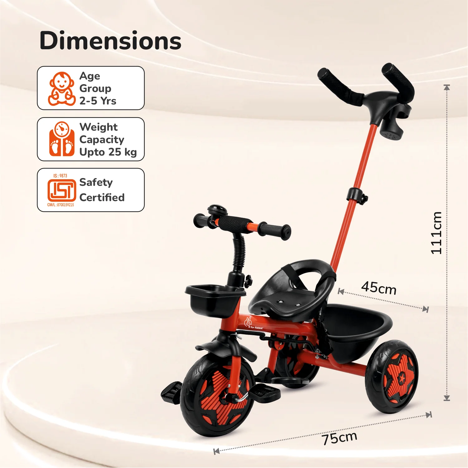 Tiny Toes R20 Ace Baby Tricycle – Smart Plug & Play Trike with Parental Content & EVA Wheels - Cherry Red - Image 9