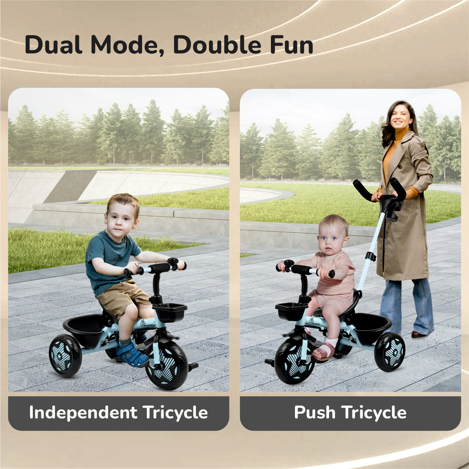 Tiny Toes R20 Ace Baby Tricycle – Smart Plug & Play Trike with Parental Control & EVA Wheels - Sky Blue - Image 3