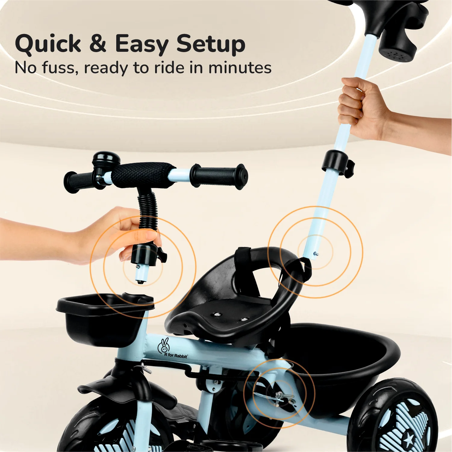Tiny Toes R20 Ace Baby Tricycle – Smart Plug & Play Trike with Parental Control & EVA Wheels - Sky Blue - Image 4