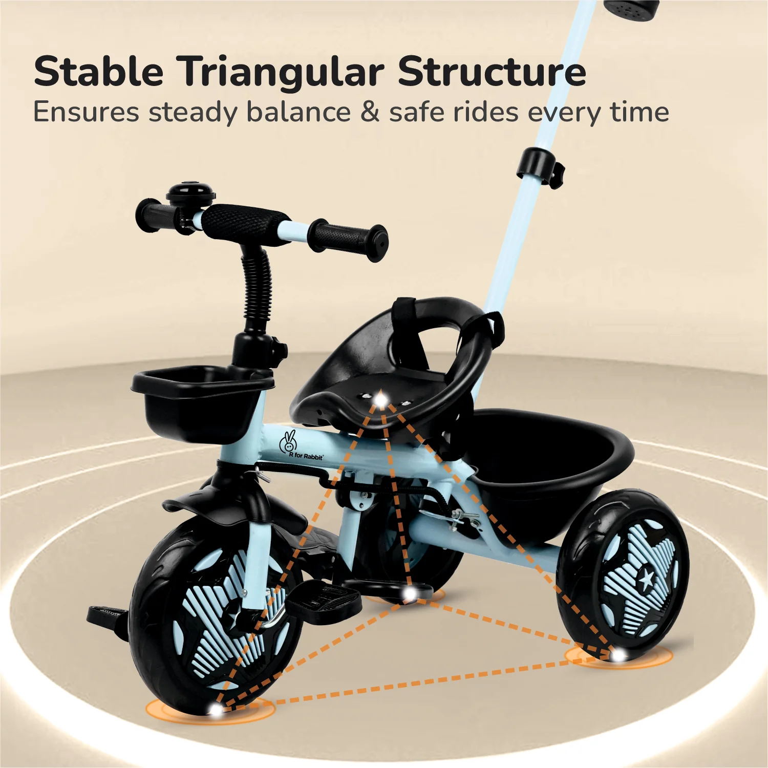 Tiny Toes R20 Ace Baby Tricycle – Smart Plug & Play Trike with Parental Control & EVA Wheels - Sky Blue - Image 5