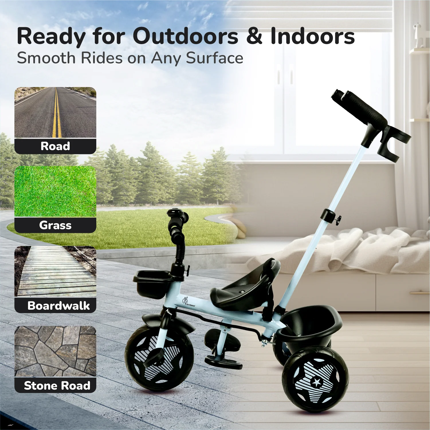 Tiny Toes R20 Ace Baby Tricycle – Smart Plug & Play Trike with Parental Control & EVA Wheels - Sky Blue - Image 8