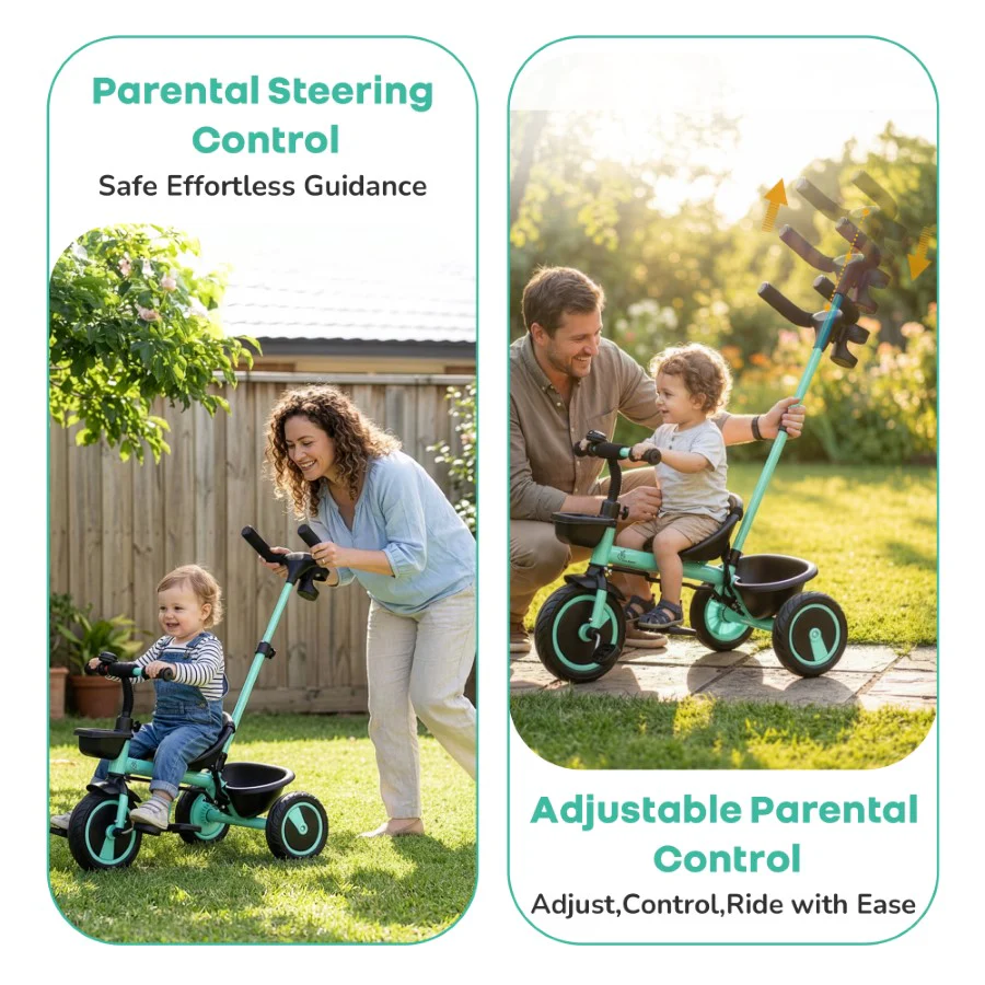 Tiny Toes R20 Plus Tricycle for Kids with Safety Certification, Plug-and-Play Design, Rubber Wheels & Steel Frame - Aqua Blue - Image 4