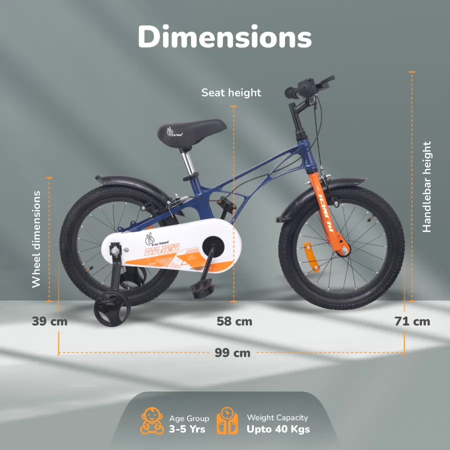 Tiny Toes Ryder Bicycle For Kids 14 Inch 90% Plug N Play Installation - Blue Orange - Image 9