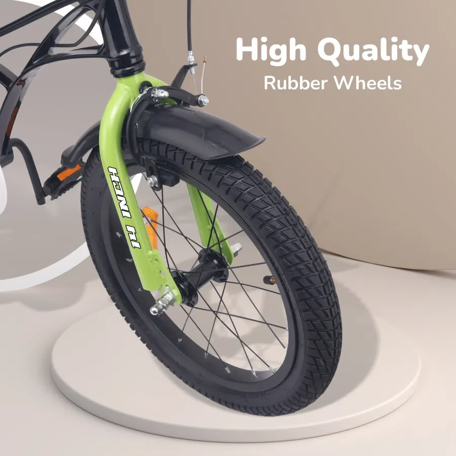 Tiny Toes Ryder Bicycle For Kids 14 Inch 90% Plug N Play Installation - Black Green - Image 7