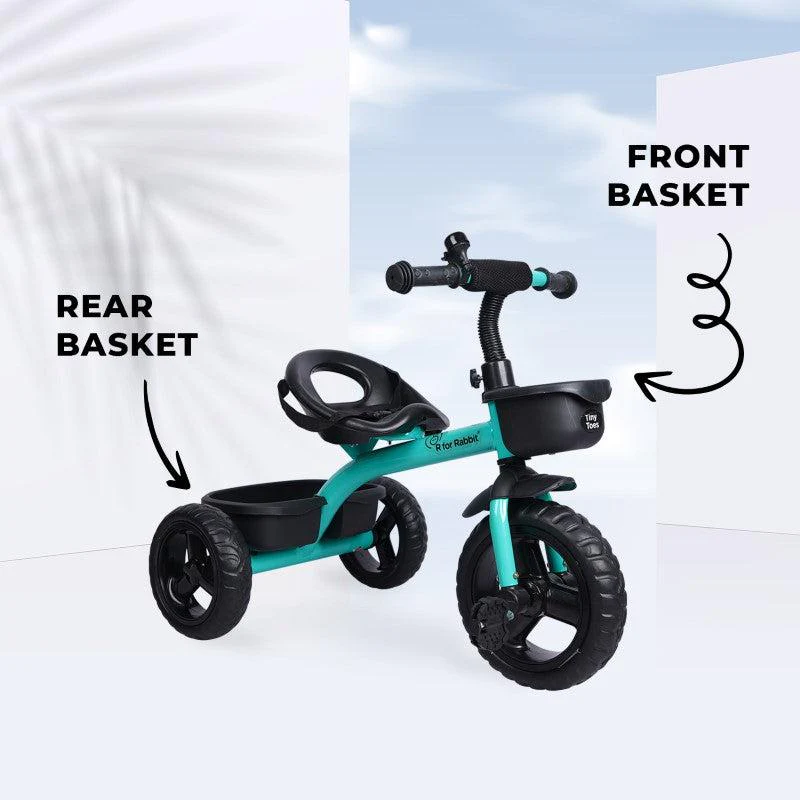 Tiny Toes T10 Ace Tricycle - Front & Back Basket, Seat Belt - Lake Blue - Image 4