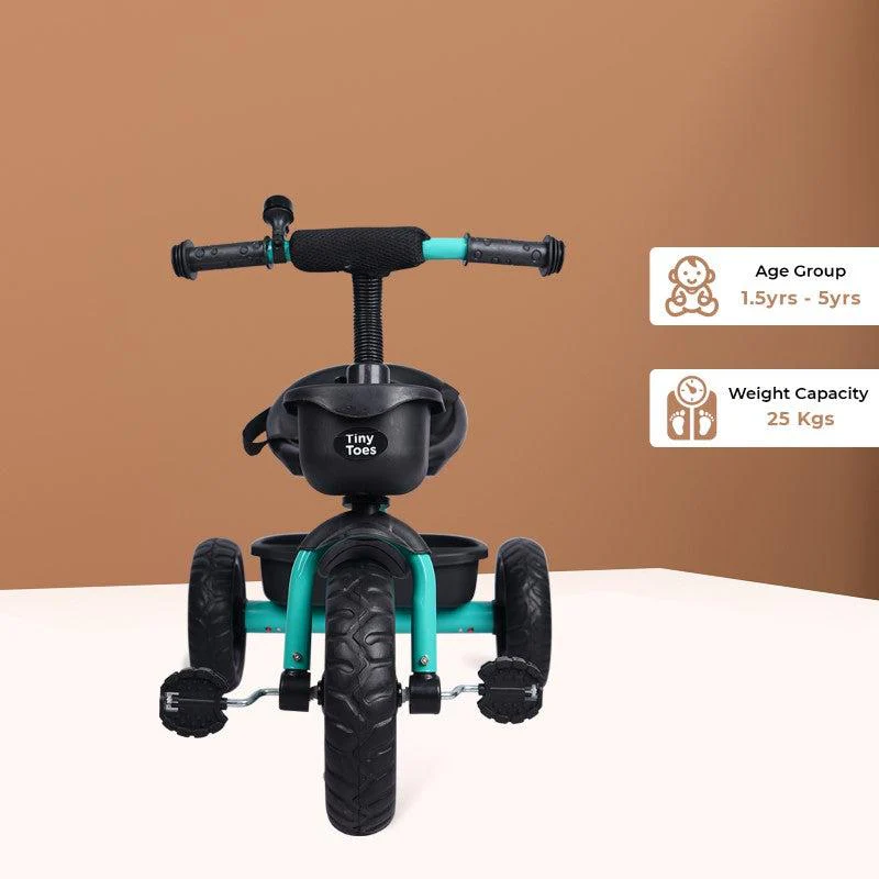 Tiny Toes T10 Ace Tricycle - Front & Back Basket, Seat Belt - Lake Blue - Image 6