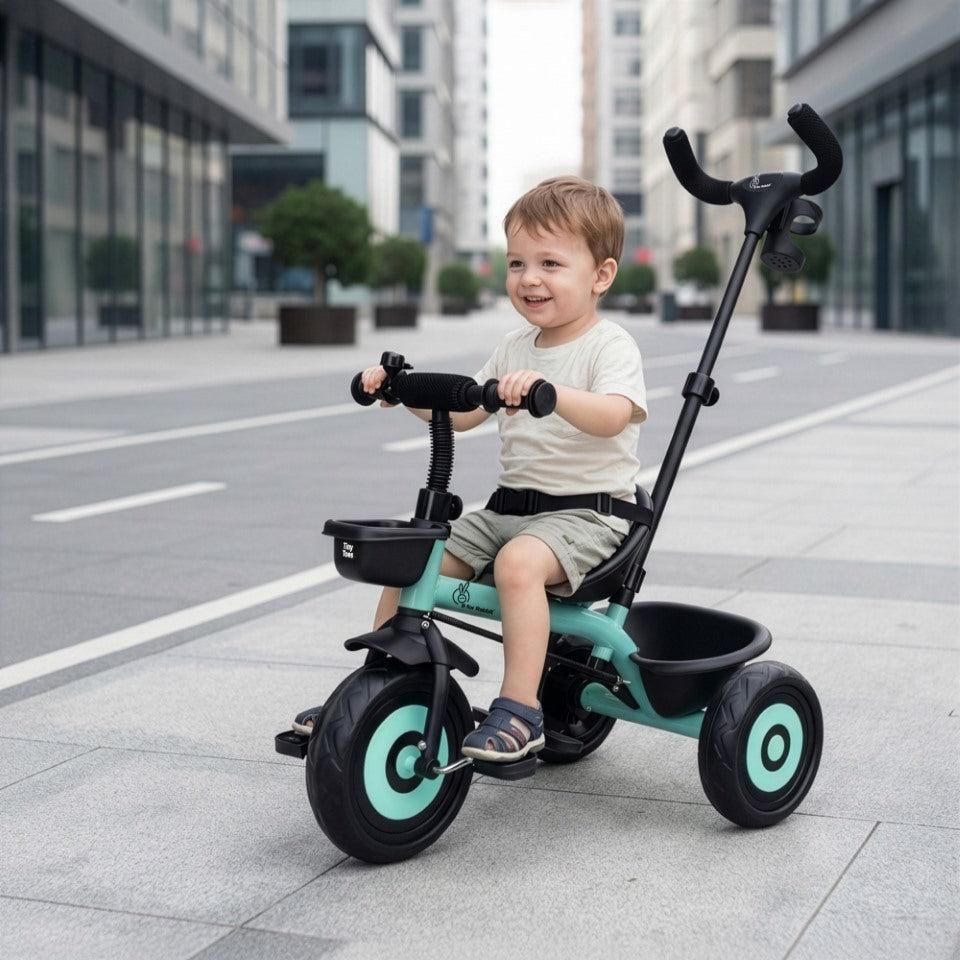 Tiny Toes T20 Ace Tricycle - 2 in 1, EVA Wheels, Adjustable Parental Control, Cup Holder, EVA Wheels, Front & Rear Basket, 1.5-5y - Lake Blue