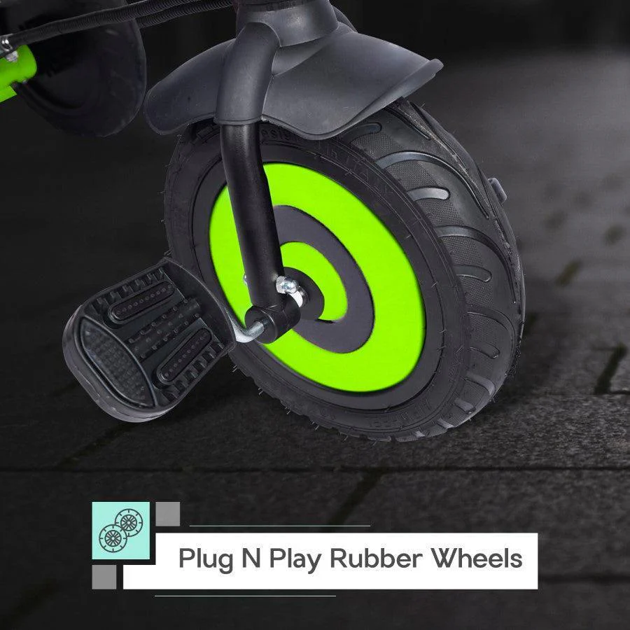 Tiny Toes T20 Plus Tricycle - 2 in 1, Rubber Wheels, Adjustable Parental Control, Cup Holder - Green - Image 2