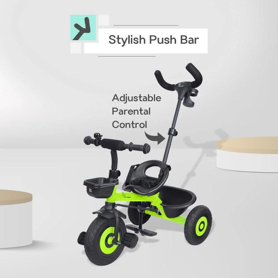 Tiny Toes T20 Plus Tricycle - 2 in 1, Rubber Wheels, Adjustable Parental Control, Cup Holder - Green - Image 3