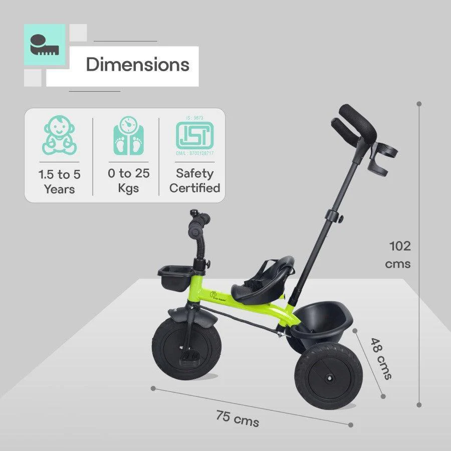 Tiny Toes T20 Plus Tricycle - 2 in 1, Rubber Wheels, Adjustable Parental Control, Cup Holder - Green - Image 7