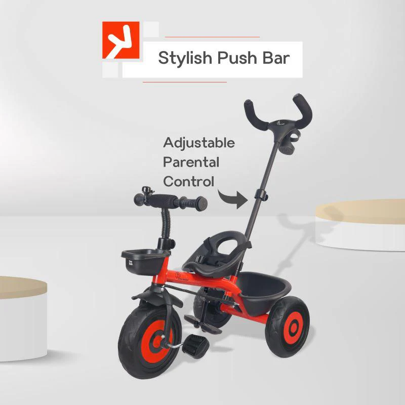 Tiny Toes T20 Plus Tricycle - 2 in 1, Rubber Wheels, Adjustable Parental Control, Cup Holder - Red - Image 3