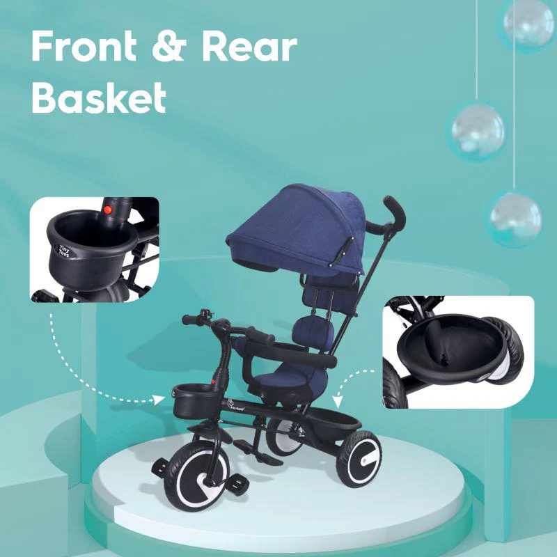 Tiny Toes T30 Ace Tricycle With Personalized Name Plate - Denim Blue - Image 5