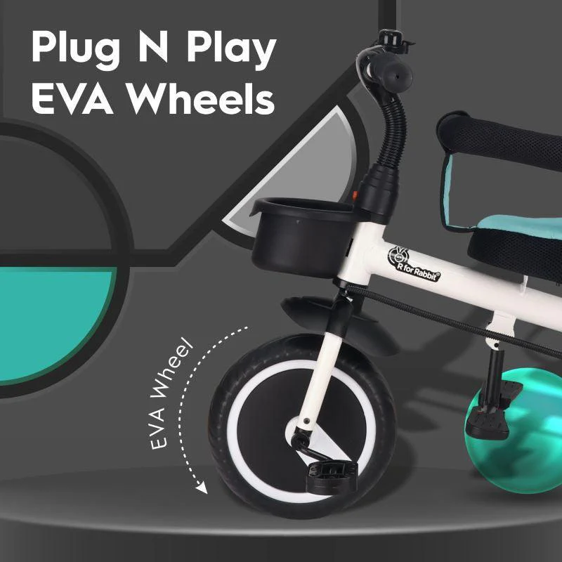 Tiny Toes T30 Ace Tricycle - 3 in 1, Adjustable Parental Control & Canopy, Front & Rear Basket - Lake Blue - Image 2