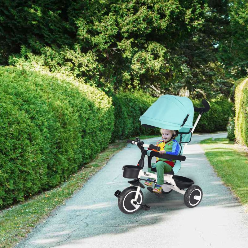 Tiny Toes T30 Ace Tricycle - 3 in 1, Adjustable Parental Control & Canopy, Front & Rear Basket - Lake Blue - Image 5