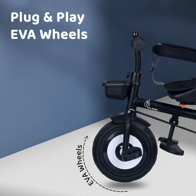 Tiny Toes T40 Ace Tricycle With Personalized Name Plate - Grey Black - Image 3
