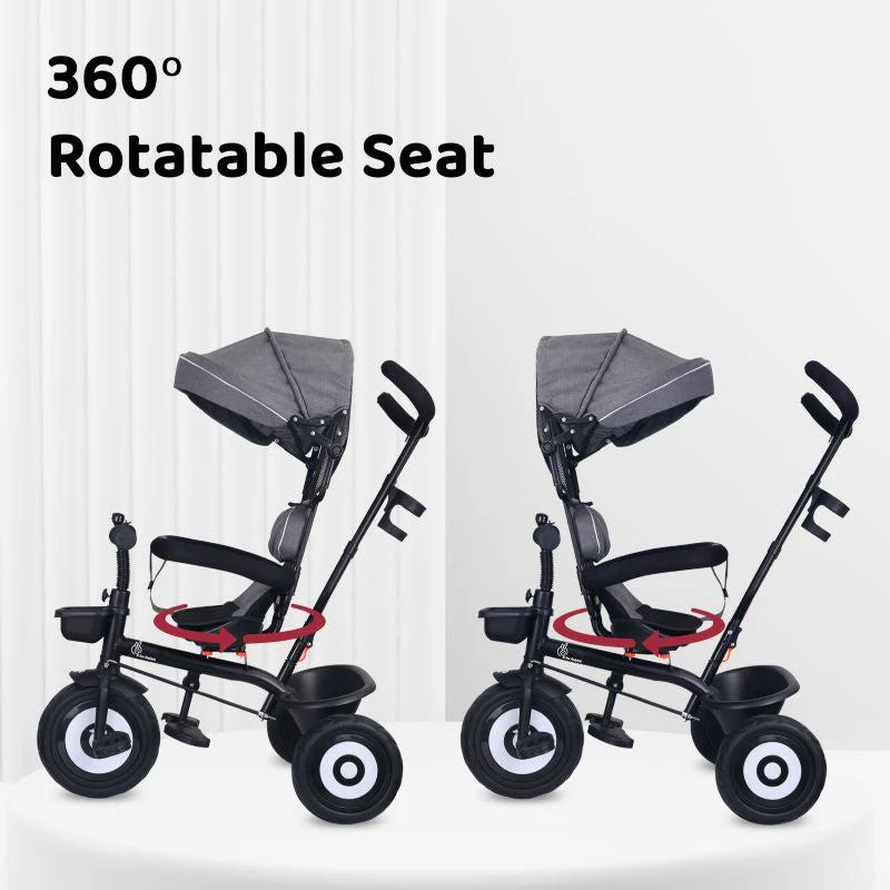 Tiny Toes T40 Ace Tricycle With Personalized Name Plate - Grey Black - Image 4