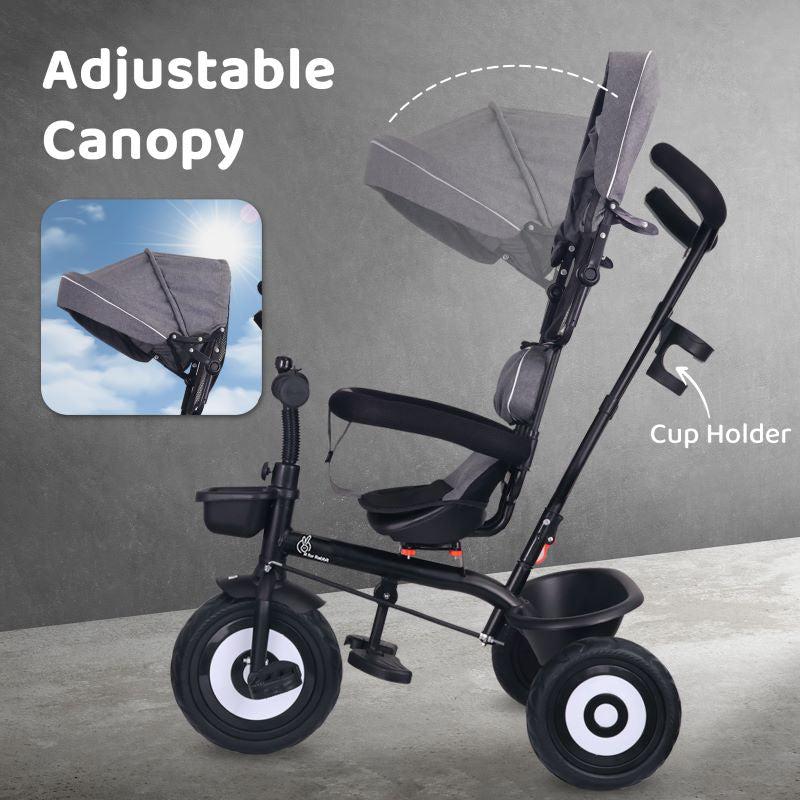 Tiny Toes T40 Ace Tricycle With Personalized Name Plate - Grey Black - Image 5