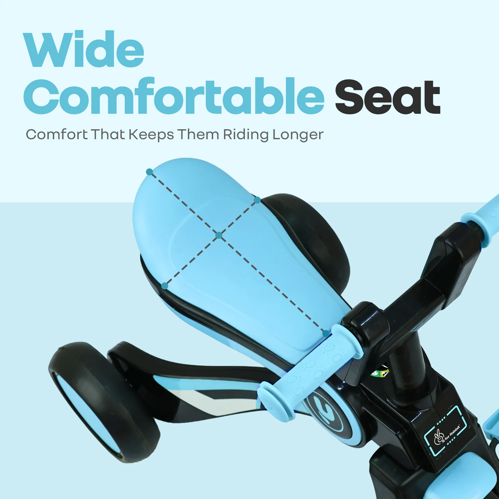 Tiny Toes Y Ace Kids Tricycle for 2–5 Years – BIS Certified Baby Tricycle with Sturdy Frame, Anti-Slip Handlebars, Wide Comfortable Seat & Smooth Wheels for Safe & Fun Riding (Upto 25 kg) - Blue Black - Image 7