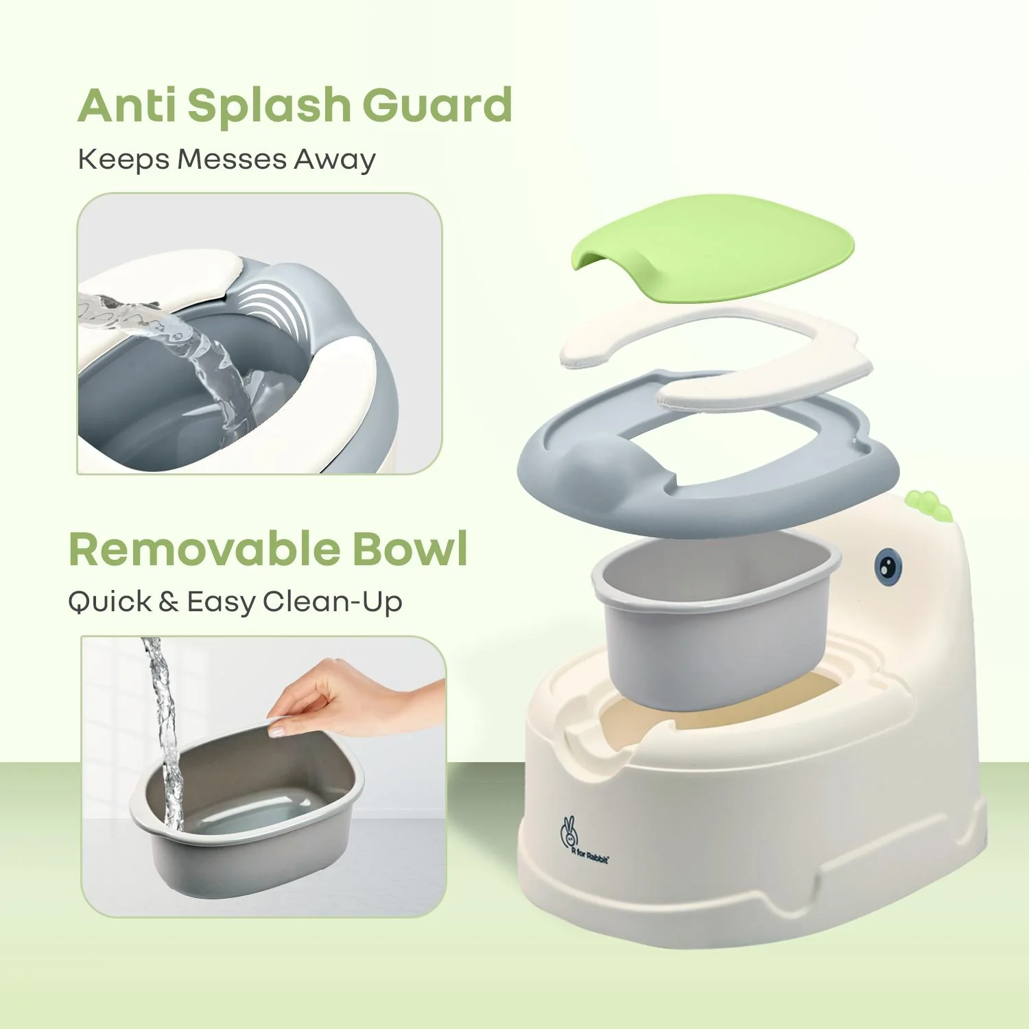 Tiny Tots Dino BPA-Free Potty Training Toilet Seat For Baby With Cushion - White Green - Image 2