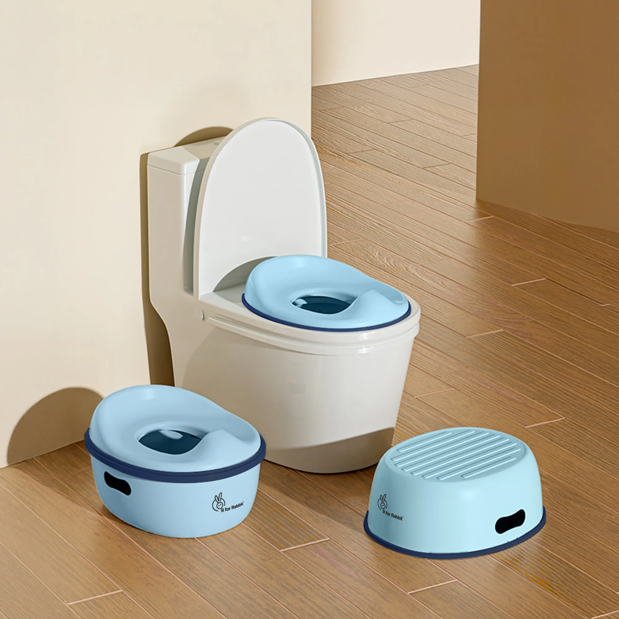 Tiny Tots Mellow 3-In-1 Convertible Potty Training Seat Safe & Ergonomic Chair - Sky Blue