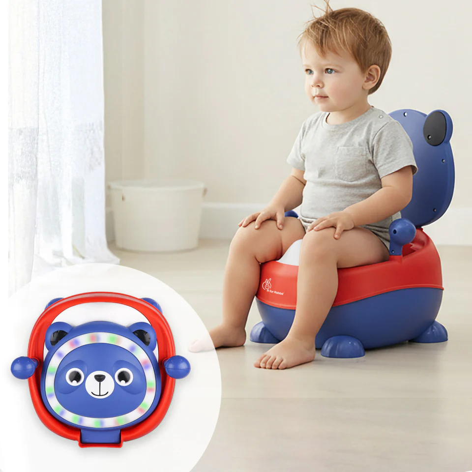 Tiny Tots Panda Potty Training Seat for Baby With Backrest And Grip Handles - Blue Red