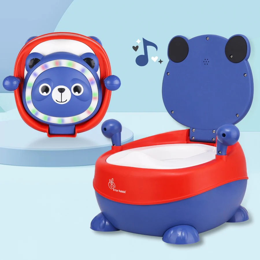 Tiny Tots Panda Potty Training Seat for Baby With Backrest And Grip Handles - Blue Red - Image 2