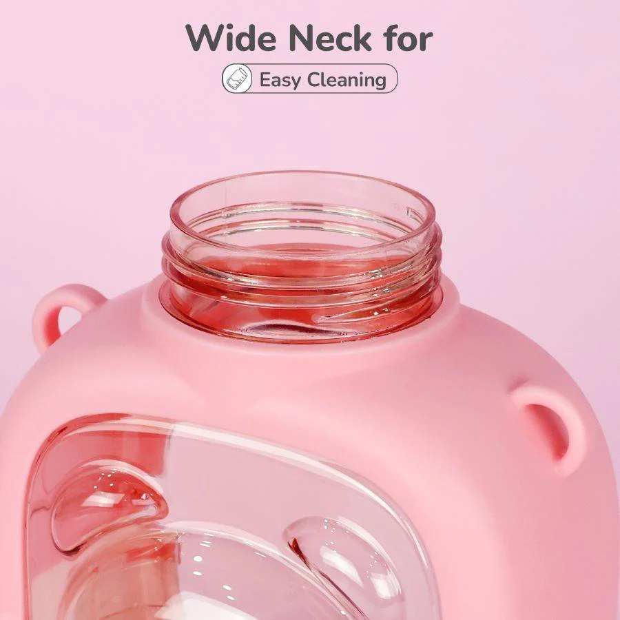 Tritan Baloo Straw Sipper Bottle 1000ml BPA free Tritan Material with Silicone Straw - Pink - Image 5