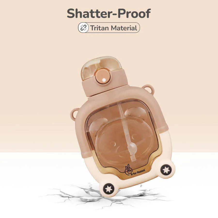 Tritan Baloo Straw Sipper Bottle 1000ml BPA free Tritan Material with Silicone Straw - Brown - Image 2