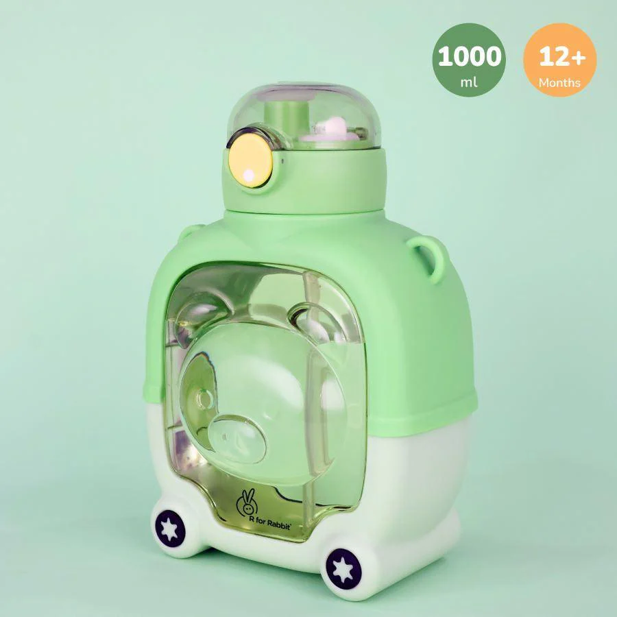 Tritan Baloo Straw Sipper Bottle 1000ml BPA free Tritan Material with Silicone Straw - Green - Image 7