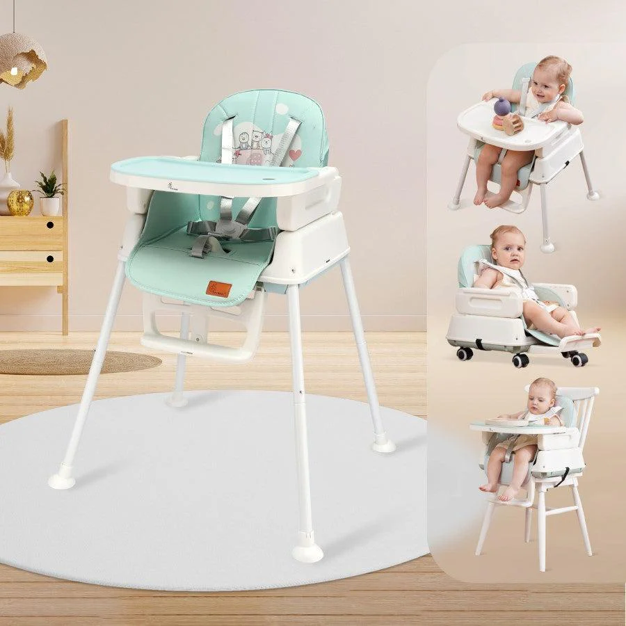 Truffle High Chair For Kids 4-in-1 Convertible Scratch Proof & Anti-Skid Rubber Base High Chair - Sea Green